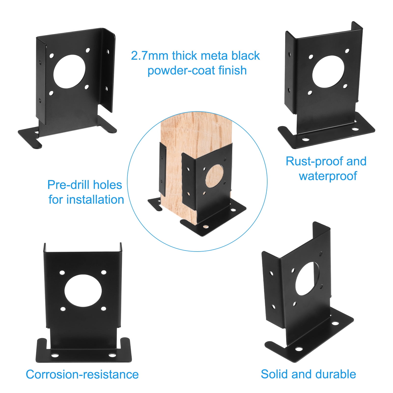 Lot De 4 Bases De Poteau 4 X 4 | Intérieur 8,9 X 8,9 Cm