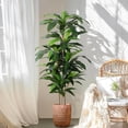 thumbnail image 3 of 5 FT Dracaena Artificial Tree with Plastic Pot, Lifelike Faux Tropical Yucca Floor Plant for Home Office Living Room Decor, 3 of 7