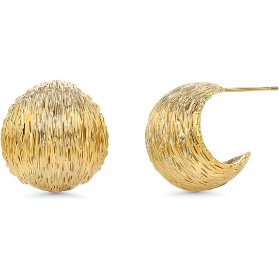 SNGIA 18K Gold Plated Chunky Textured Stud Earrings for Women, Round Statement Button Earrings