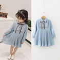thumbnail image 6 of Bullpiano 2-10T Autumn Casual Girls Clothing Sweet Temperament Pleated Waist Long-Sleeved Chiffon Long Cute Dress (Blue), 6 of 8