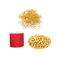 thumbnail image 4 of Milageto Gold Spacer Beads 6mm Brass Smooth Round Beads Jump Rings for DIY Craft Necklace Beads Rings Rope Set, 4 of 8