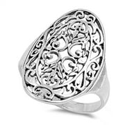 Cutout Filigree Design Ring .925 Sterling Silver Band Jewelry Female Male Unisex Size 6