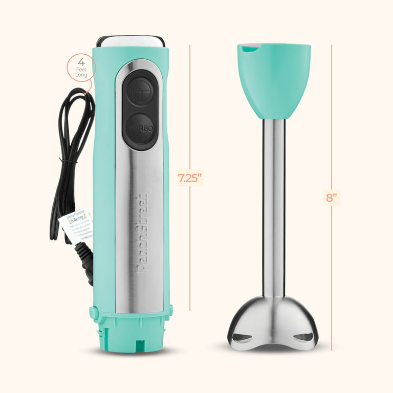 Powerful Immersion Blender, Electric Hand Blender 500 Watt with Turbo Mode,  Detachable Base. Handheld Kitchen Blender Stick for Soup, Smoothie, Puree,  Baby Food, 304 Stainless Steel Blades 