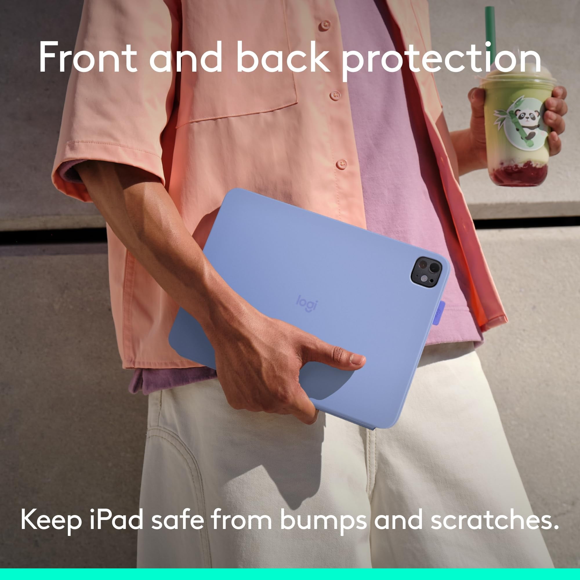 Logitech Flip Folio Keyboard/Cover Case (Folio) for 11" Apple iPad Pro 11 (2024), iPad Air 11 (2024), iPad Air (5th Generation) Tablet - English Keyboard - Lilac - Bump Resistant, Scratch Resistant...