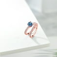 thumbnail image 4 of Gem Stone King 18K Rose Gold Plated Silver Persian Blue Moissanite and White Moissanite Wedding Engagement Band Bridal Set Ring for Women (1.29 Cttw, Gemstone, Available in Size 5, 6, 7, 8, 9), 4 of 5