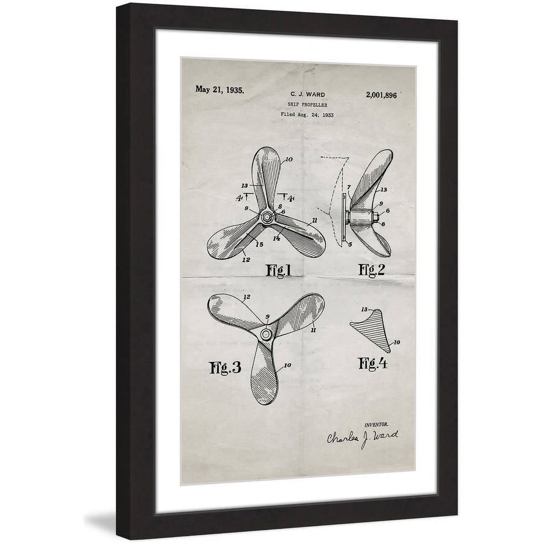 "Ship Propeller 1933 Old Paper" Framed Painting Print