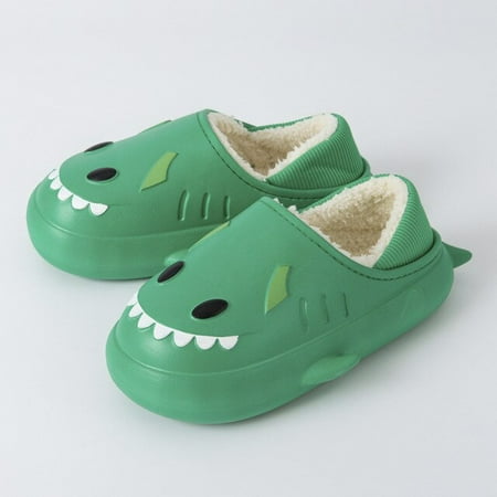 

QWZNDZGR Shark Plush Slippers For Women Men Autumn And Winter Warm Cartoon Cotton Slipper Non-Slip Waterproof Outdoor Home Slides