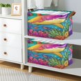 thumbnail image 7 of Waterproof Foldable Storage Basket Medium, Metal Frame & Hollow Board Support, for Clothes and Toy Organization Colorful Shark Pattern, 7 of 7