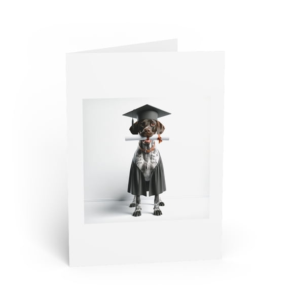 DistinctInk Greeting Card / Note Card - Pointer Dog Graduation - PACK of 50