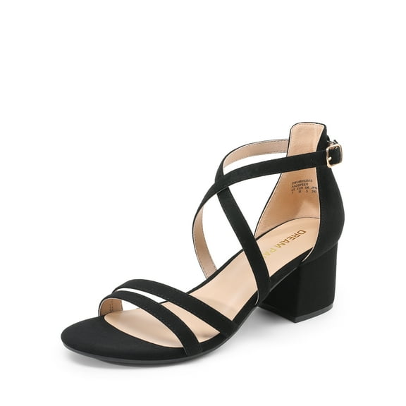 DREAM PAIRS Women's Ankle Strap Low Chunky Heels Open Toe Blocked Strappy Sandals Dress Shoes for Wedding Bridal Party
