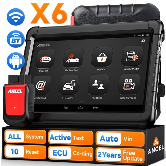 ANCEL X6 OBD2 Scanner Bluetooth Full System Bidirectional Diagnostic Tool Car Diagnostic Scan Tool with 10 Resets, Active Test, ABS Bleeding, DPF, EPB/BMS/TPMS/Oil Reset, 2 Years Free Update