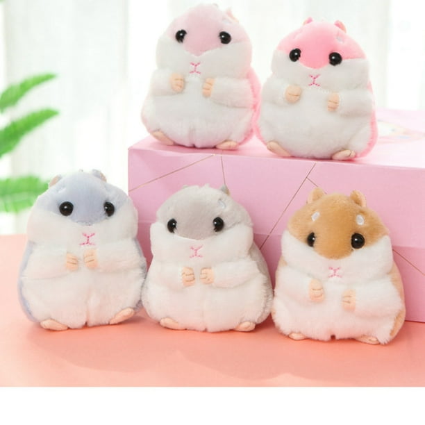 Lindo llavero de peluche con forma de hámster, llavero con forma de animal de peluche, colgante para bolso