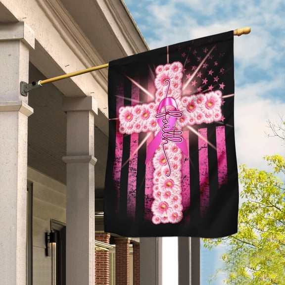 Flagwix Breast Cancer Decoration, Breast Cancer And Faith Breast Cancer Awareness Flag - House Flag (30x40 in)