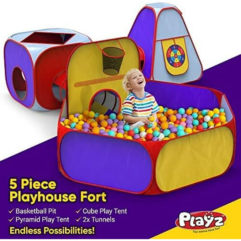 Playz 5pc Kids Playhouse Jungle Gym w Pop Up Tents Tunnels and