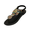 thumbnail image 4 of Boho Sandals for Women Flat Heel Open Toe Casual Flip-Flops Slides Thong Women Fashionable Casual Solid Color Versatile Thick Heel Sandals Outerwear, 4 of 5