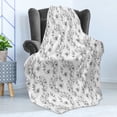 thumbnail image 4 of Black and White Soft Flannel Fleece Blanket, Scroll and Swirls Pattern with Tiny Stems Full of Leaves and Lilies, Cozy Plush for Indoor and Outdoor Use, 50" x 70", Black Grey White, by Ambesonne, 4 of 5