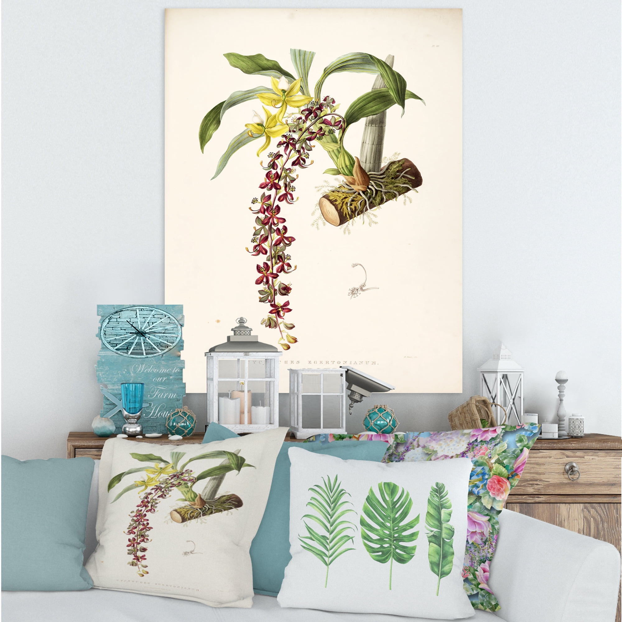 Designart ' Ancient Flower II ' Traditional Canvas Wall Art Print