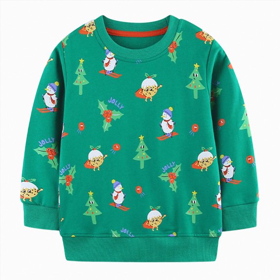 Gubotare Kids Boys Sweatshirt Toddler Boy Long Sleeve Shirt Baby Boys Crewneck Sweatshirt Soft Pullover Clothes Size 6-7 (Green,6-7 Years)