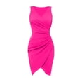 thumbnail image 1 of Vestido sexy de fiesta sin mangas con cuello en V, plisado y color liso para mujer, 1 of 1