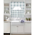 thumbnail image 3 of Aqua Plaid Swag Kitchen Curtains Sets for Windows 24 Inch Length, Spring Summer Farmhouse Buffalo Checkered Short Window Curtain Panels Swags Valances and Tiers 3 Piece Set for Cafe/Dining Room, 3 of 5