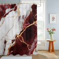 thumbnail image 4 of Shower Curtains for Bathroom, Marble Red Waterproof Fabric Shower Curtain, Modern Abstract Gold White Brick Stone Motif Decorative Bathroom Curtain for Bathtub, 72"x78", No Hooks Included, 4 of 9