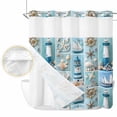 thumbnail image 2 of Nautical Lighthouse No Hook Shower Curtain Waterproof,Bathroom Curtains with Snap in Liners and See Through Top Window,Ocean Starfish Anchor Sailboat Shell Hotel Bathtub Curtains Shower 66"Wx72"L, 2 of 8
