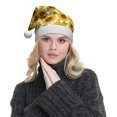 thumbnail image 5 of Haiem Sunflowers Pattern Santa Hat Confortable Velvet Christmas Hat for Christmas Party Favors Fit for Adults Men Women, 5 of 6