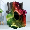thumbnail image 4 of Psychedelic Soft Flannel Fleece Blanket, Space Universe Cosmos Galaxy Nebula Stars and Planets in Trippy Tones Image, Cozy Plush for Indoor and Outdoor Use, 50" x 70", Magenta Green, by Ambesonne, 4 of 5
