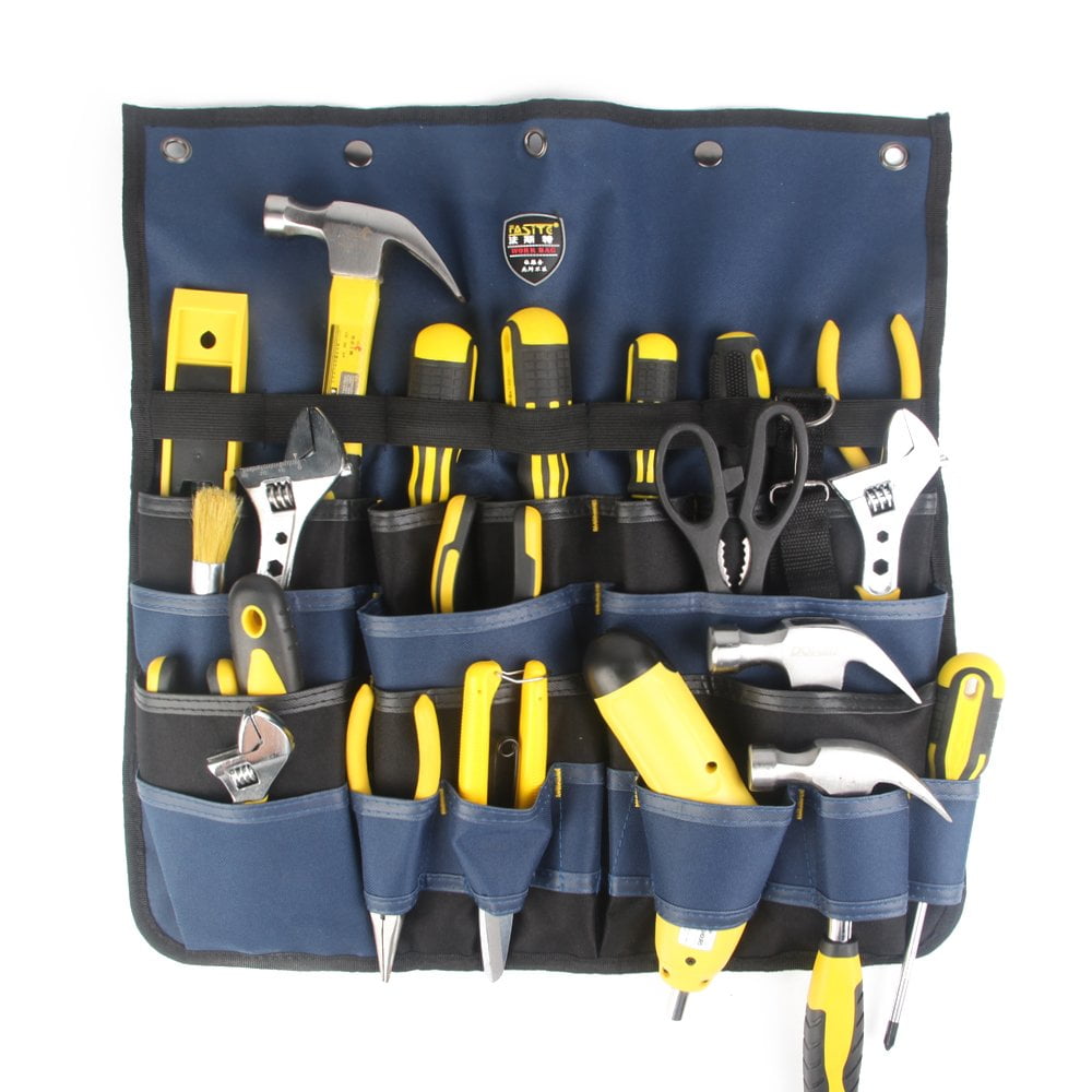 Adjustable Hanging Tool Organizer Blue 20 Slot Storage Bag