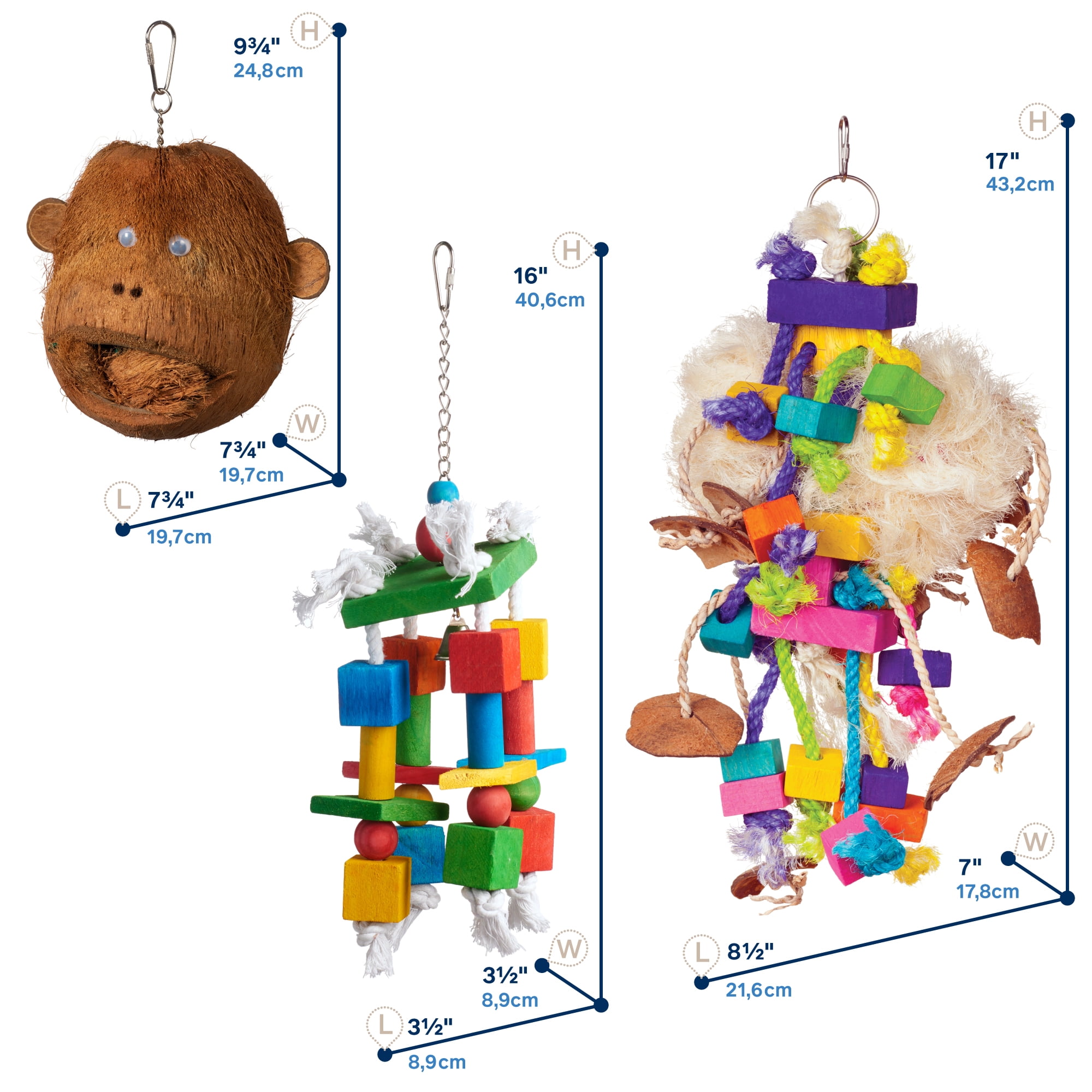 Prevue Pet Products Munchers Delight 3 Piece Bird Toy Bundle - Wood Coco, Paper