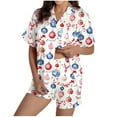 thumbnail image 6 of Censtreet Christmas Pajama Sets for Women 2 Piece Soft Button Down Pj Sets Sleepwear Short Sleeve Loungewear Shorts, 6 of 9