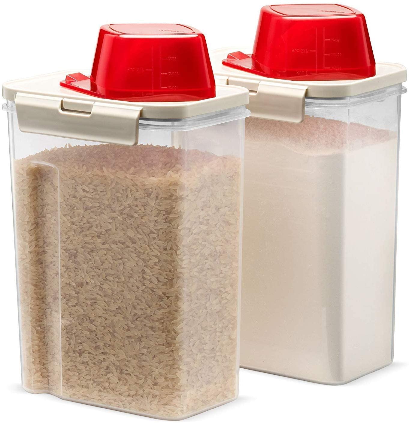 Komax Fresh Grain Set of 2 Rice Containers, 2Quart with Measuring