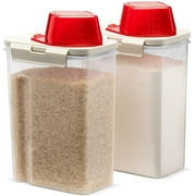 Komax Fresh Grain Set of 2 Rice Containers, 2-Quart with Measuring Scoop