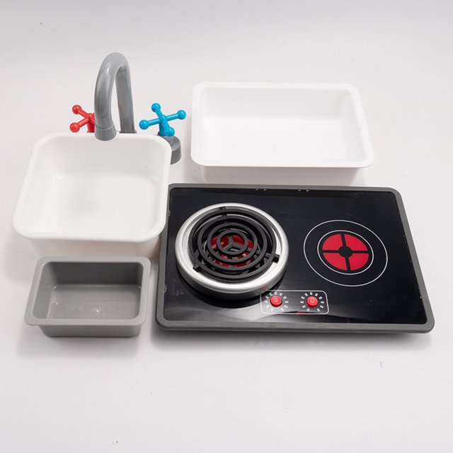 Miangastore 1 Set Kitchen Toy: Mini Pretend Play Stove Sink Induction Cooker with Light and Sound Toy for Role Play Cooking - Kitchen Props for Toddlers Children