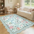 thumbnail image 2 of Hasoo Washable Living Room Area Rug 9x12 Large Modern Floral Snake Non-Slip Soft Foldable Scalloped Indoor Blue Carpet, 2 of 5