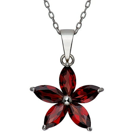 Garnet Marquise Flower Pendant, 18