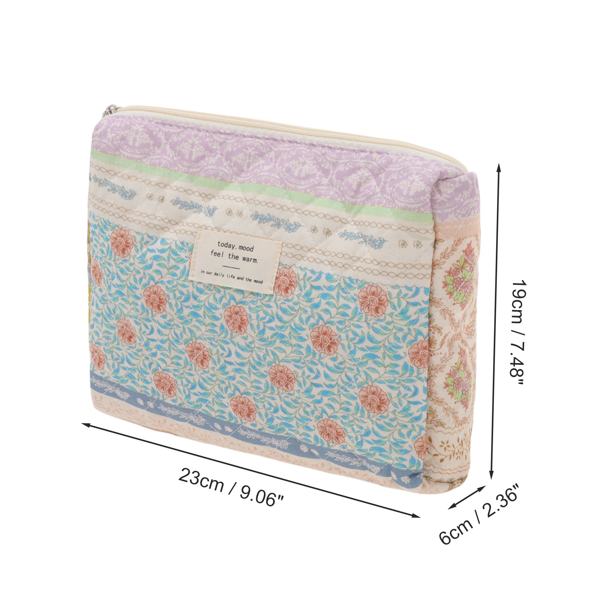 Unique Bargains 1 Pc Durable Ditsy Floral Handheld Quilting Makeup Bag Colorful