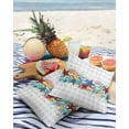 thumbnail image 3 of Pack of 2 Outdoor Pillow Covers, Summer Starfish Coral Shell Sea Life Grey Plaid Waterproof Square Throw Pillowcase Cushion Decorative Pillow Covers for Couch Patio Tent, 16x16 in, 3 of 6