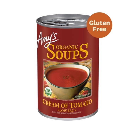Amy’s Soup, Organic Cream of Tomato Soup, Gluten Free, Made With Organic Tomatoes and Cream, Canned Soup, 14.5 Oz