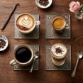 thumbnail image 3 of Creative Home 4-Piece Tempered Glass Textured Clear Coaster, 3 of 10