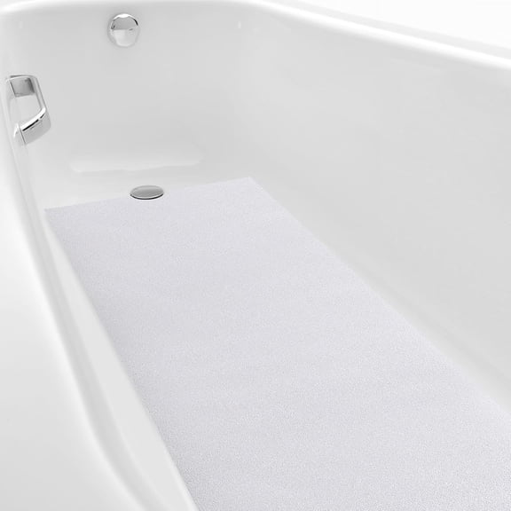16" x 40" Non Slip Bathtub Mat with Drain Cut Out Anti Slipping Non Skid Safe Tub Mat Adhesive Peel and Stick Bath Tub Mat PEVA Tub Sticker for Shower Floor Boat Wet Areas(White)