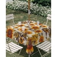 thumbnail image 3 of Square Outdoor Tablecloth with Umbrella Hole Sunflower Fall Outside Table Cloth Waterproof Patio Table Cover Autumn Rustic Vintage Botanical Floral Zipper Tablecloths for Picnic Camping 54x54 Inch, 3 of 8