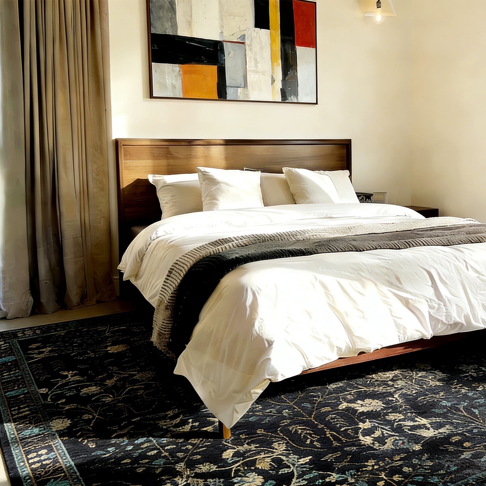 Area Rug for Living Room, Vintage Retro Boho Rug, Washable Non Slip & Low Pile Carpet for Living Room, Bedroom, Dining Room