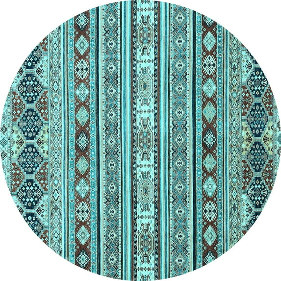 Ahgly Company Indoor Round Abstract Light Blue Modern Area Rugs, 8' Round