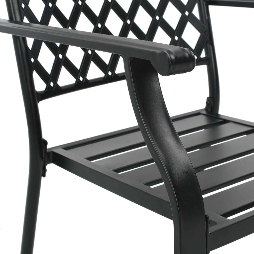 Kepooman Outdoor Patio Stackable Metal Chairs Set with Backrest, Set of 2, Black Kepooman Outdoor Patio Stackable Metal Chairs Set with Backrest, Set of 2, Black