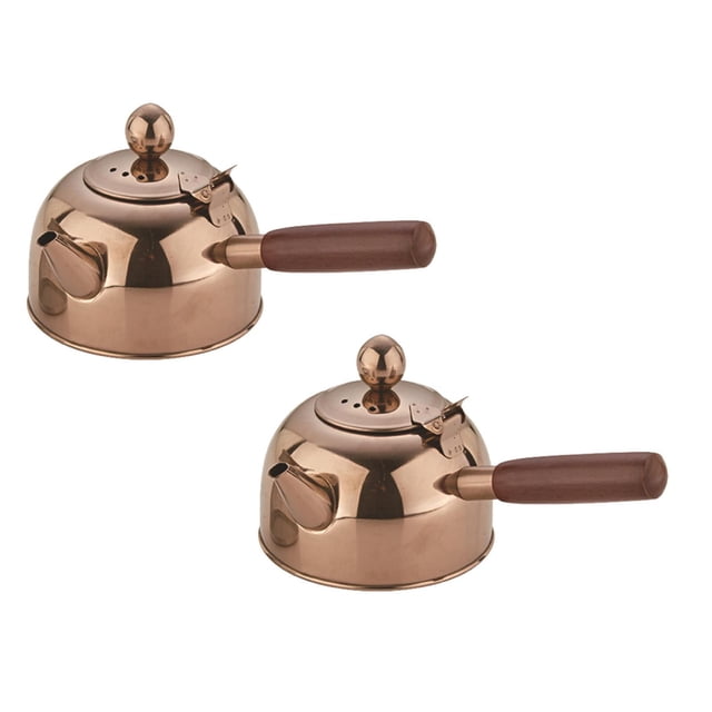 Oleegame 2PC Kitchen Utensils Set Water Kettle Tea Hot Heater Boiler Boiling Pot Instant Fast Portable Travel Car Warmer Gold
