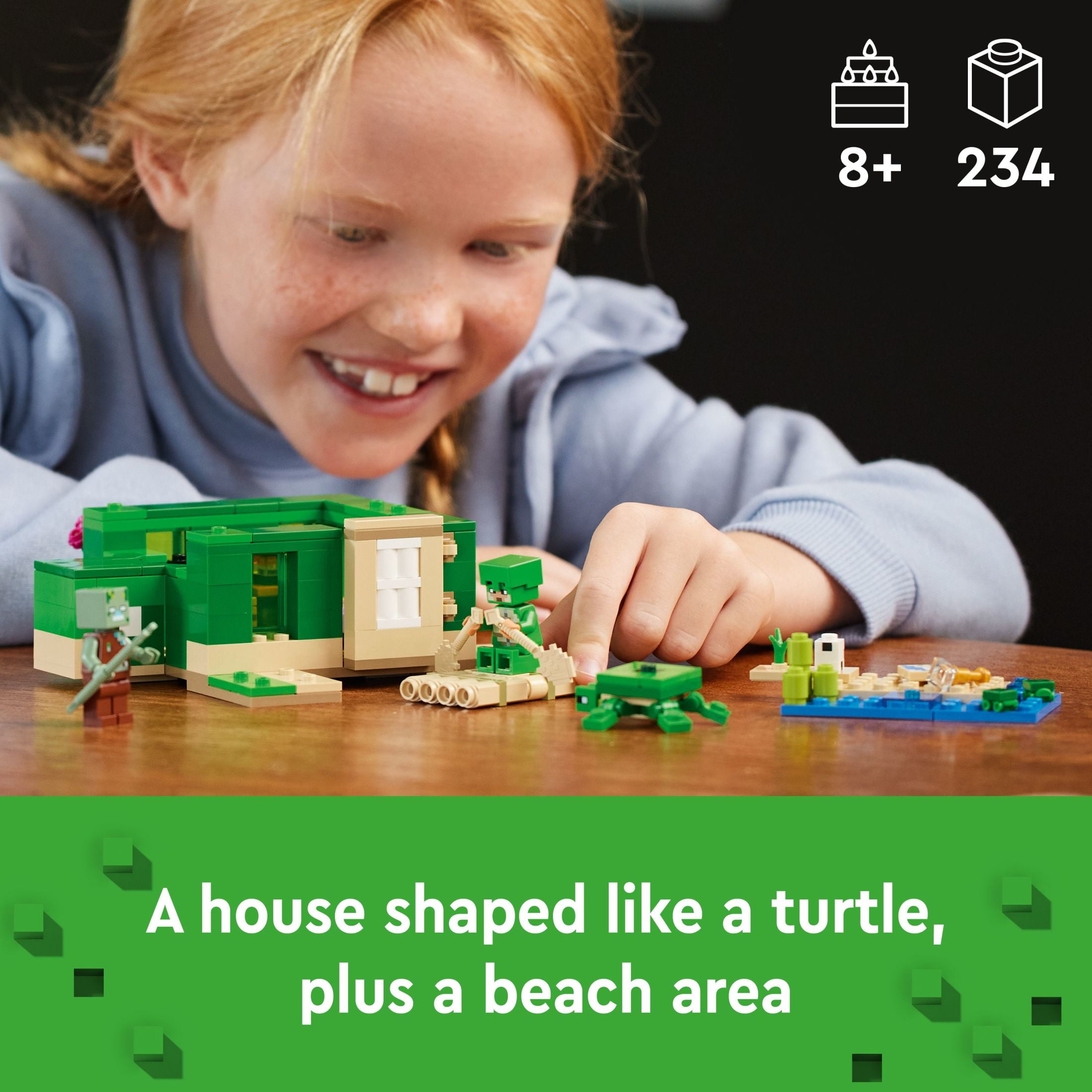 LEGO Minecraft The Turtle Beach House Construction Toy, Minecraft House Building Set with Turtle Figures, Accessories, and Characters from the Game, Gift for 8 Year Old Gamers, Boys and Girls, 21254