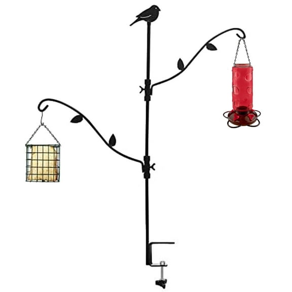 Urban Deco Deck Bird Feeder Pole Bird Feeder Porch Multi-Hook Bird Feeder Hooks for Deck Kit with Two Adjustable Branches