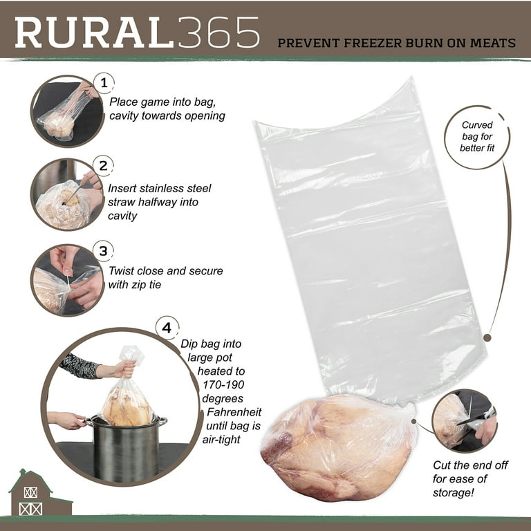 Rural365 Poultry Shrink Bags 50ct Large Turkey Bag - 16 x 28 Inch