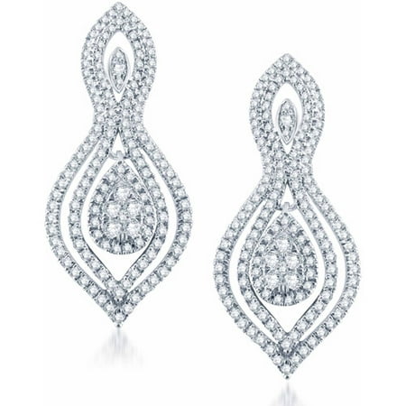 Goldiam 1.45 Carat T.W. Teardrop Diamond 14kt White Gold Earrings